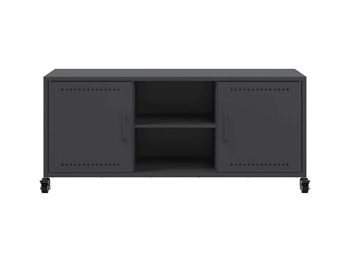 Meuble TV noir 100,5x39x43,5 cm acier laminé à froid