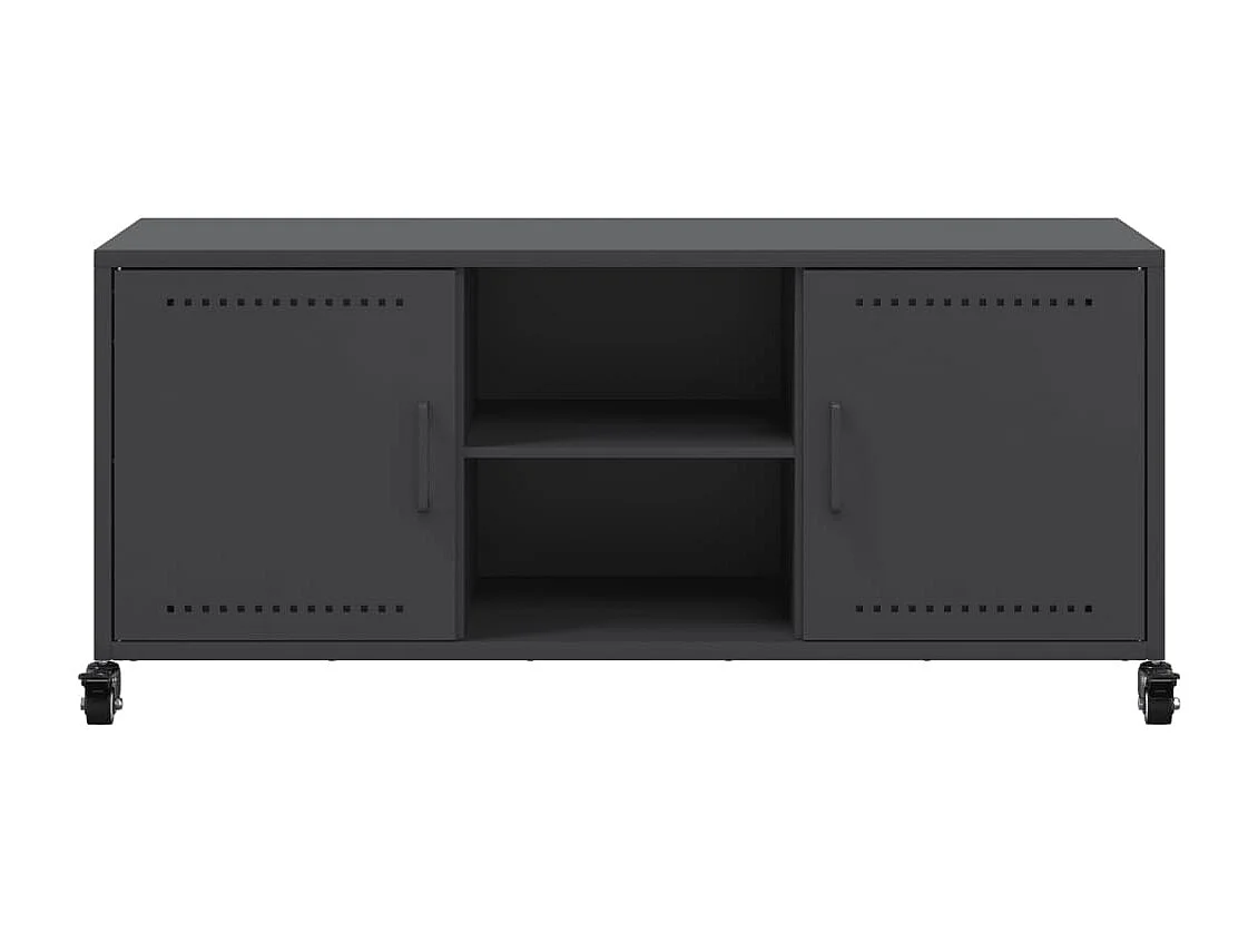 Meuble TV noir 100,5x39x43,5 cm acier laminé à froid