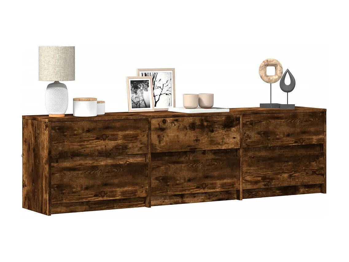 Tv-meubel met LED 180x34x50 cm bewerkt hout gerookt eikenkleur