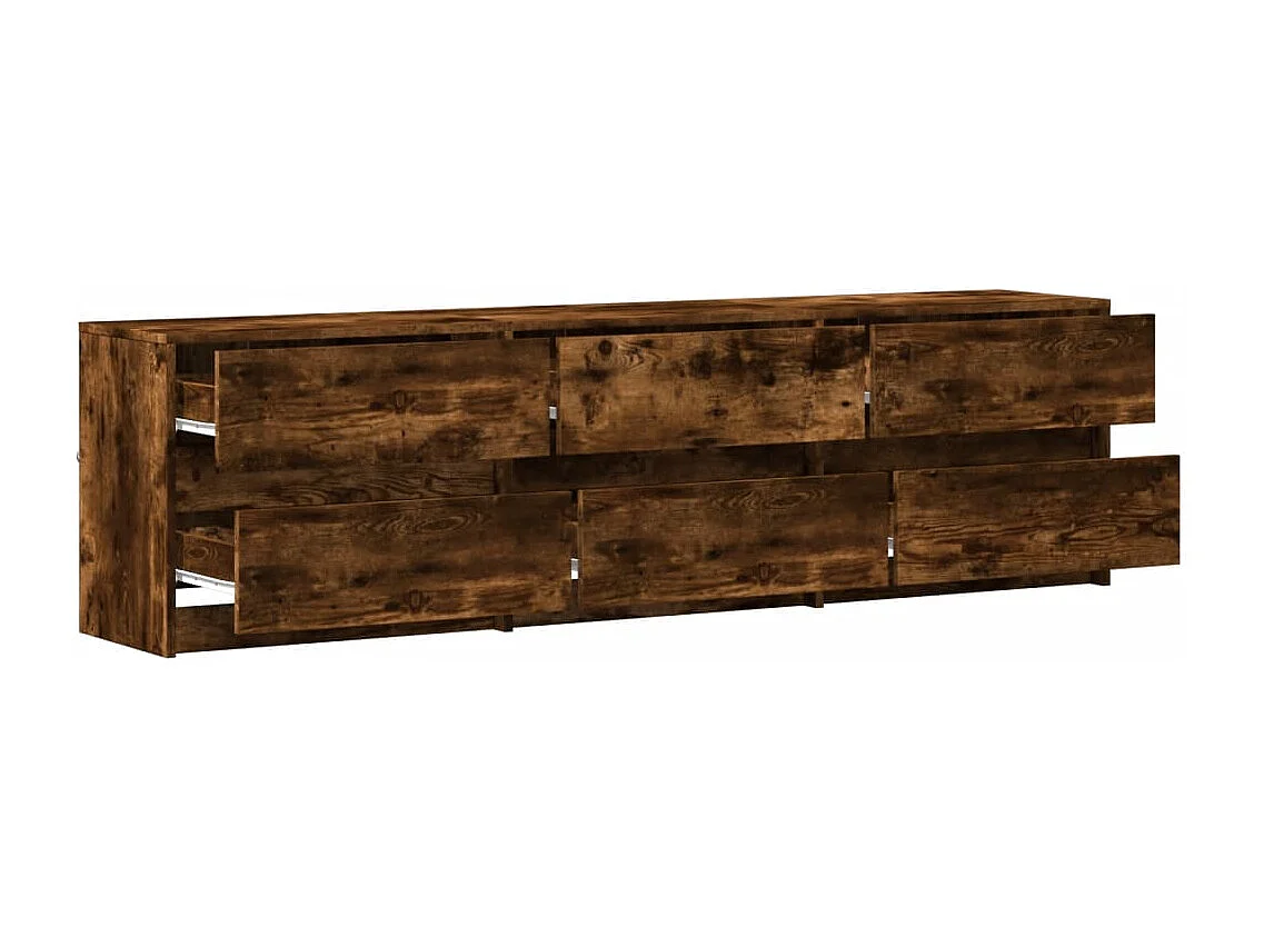 Tv-meubel met LED 180x34x50 cm bewerkt hout gerookt eikenkleur