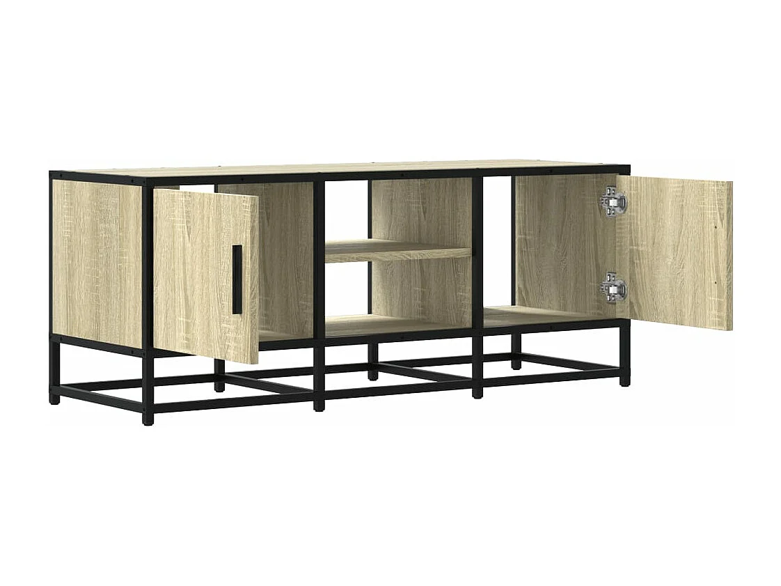 Meuble TV chêne sonoma 100x35x41 cm bois d'ingénierie et métal