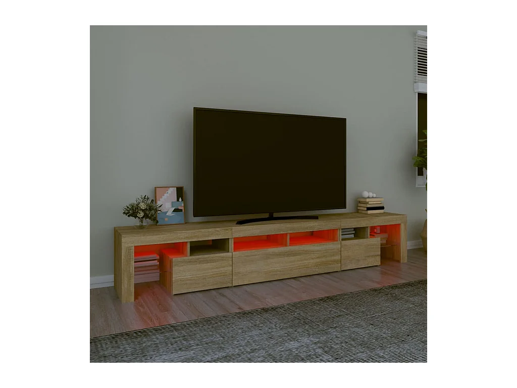 Meuble TV avec lumières LED Chêne sonoma 230x36,5x40 cm