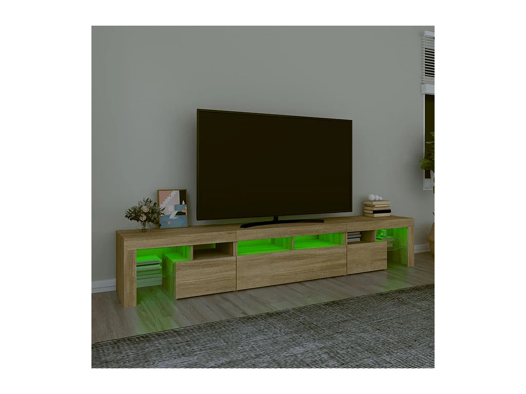 Meuble TV avec lumières LED Chêne sonoma 230x36,5x40 cm