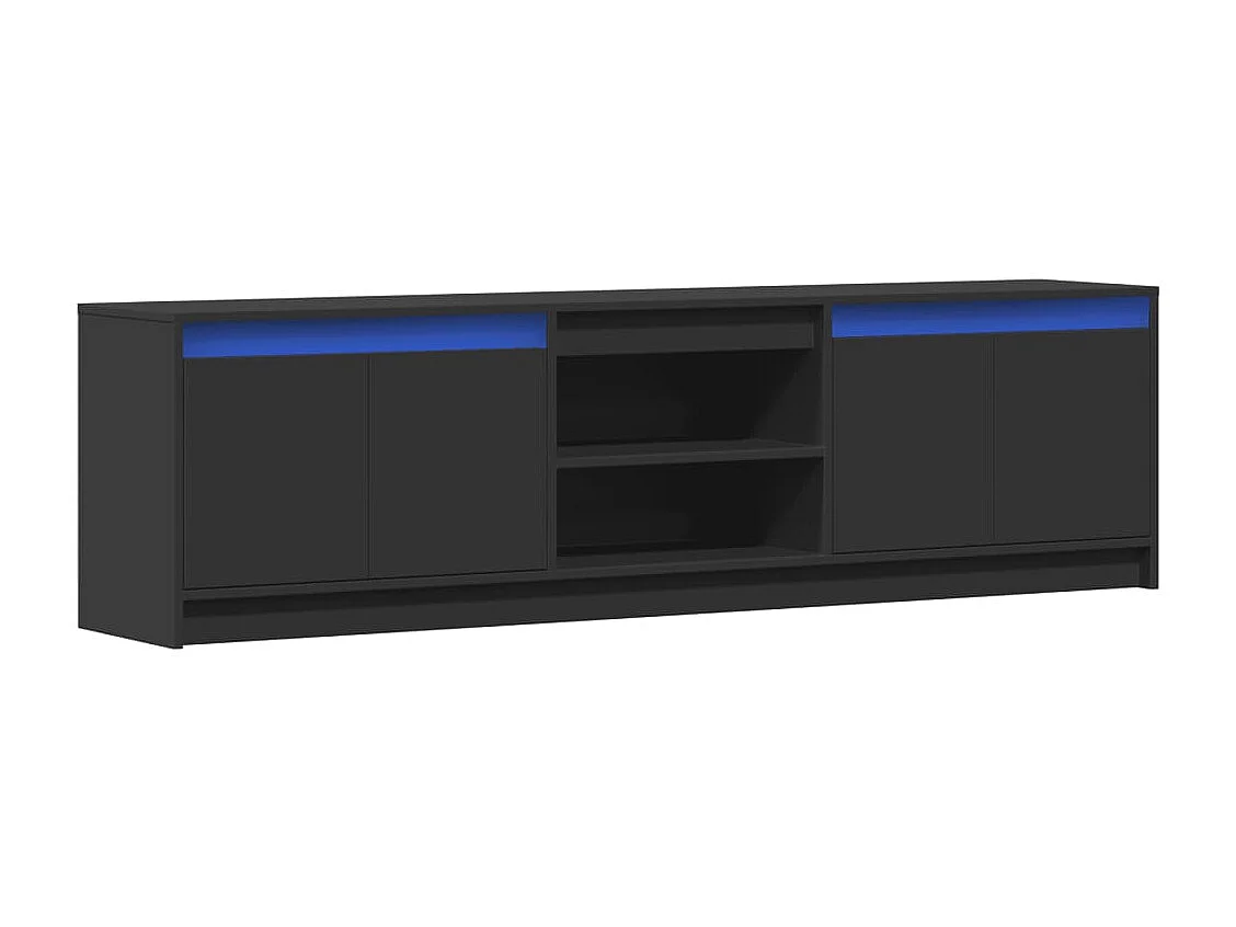 Tv-meubel met LED 180x34x50 cm bewerkt hout zwart