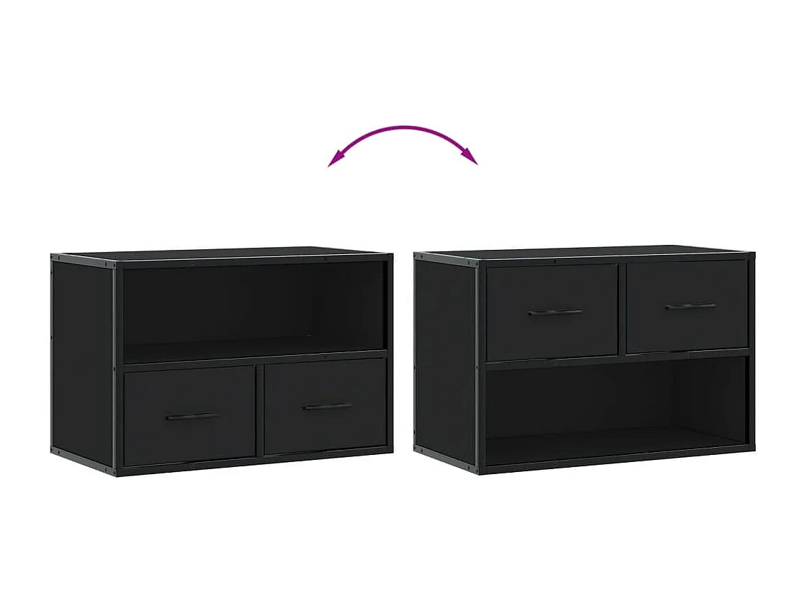 Meuble TV noir 60x31x39,5 cm bois d'ingénierie et métal