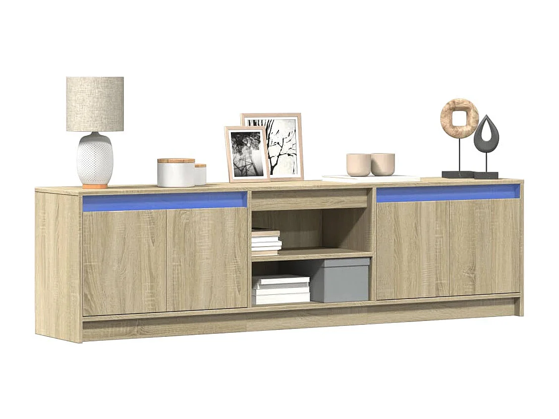 Tv-meubel met LED 180x34x50 cm bewerkt hout sonoma eikenkleurig