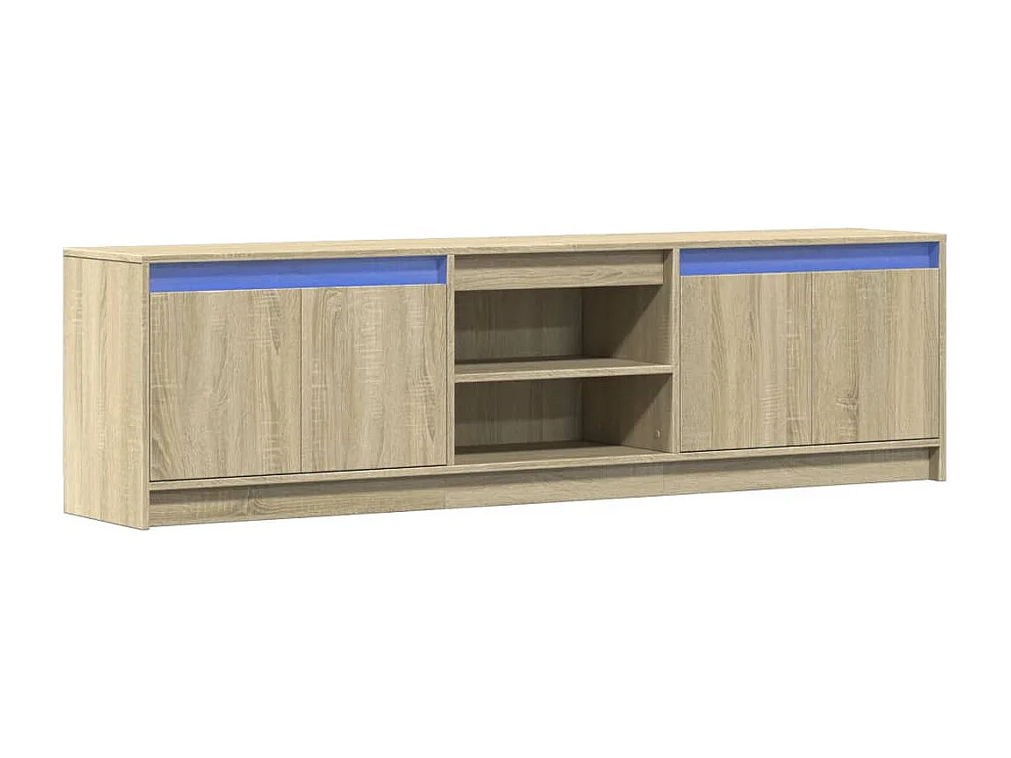 Tv-meubel met LED 180x34x50 cm bewerkt hout sonoma eikenkleurig