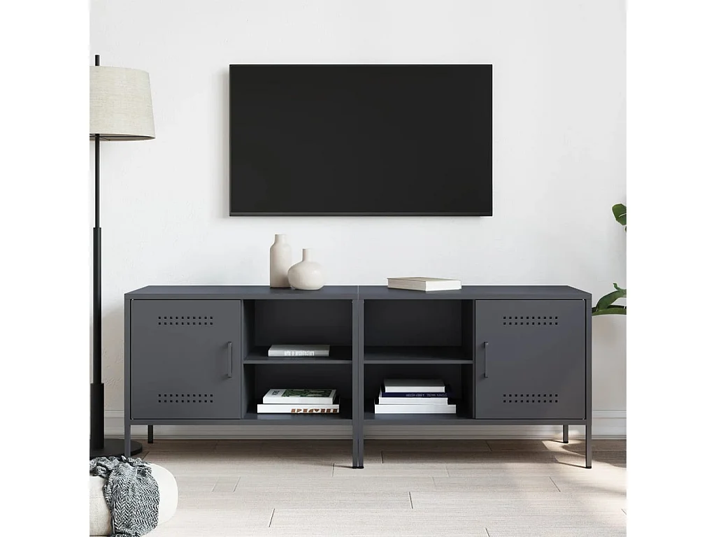 Meubles TV 2 pièces anthracite 68x39x50,5 cm acier