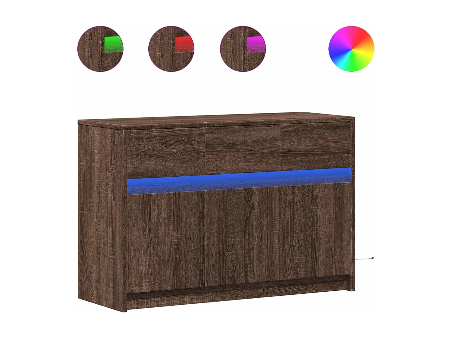 Meuble TV avec LED chêne marron 91x34x61 cm bois d'ingénierie