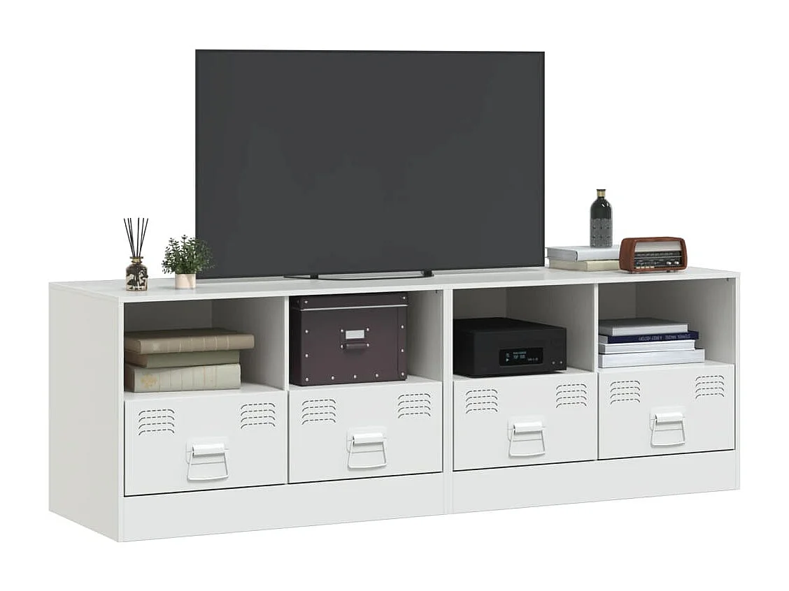 Meubles TV 2 pièces blanc 67x39x44 cm acier