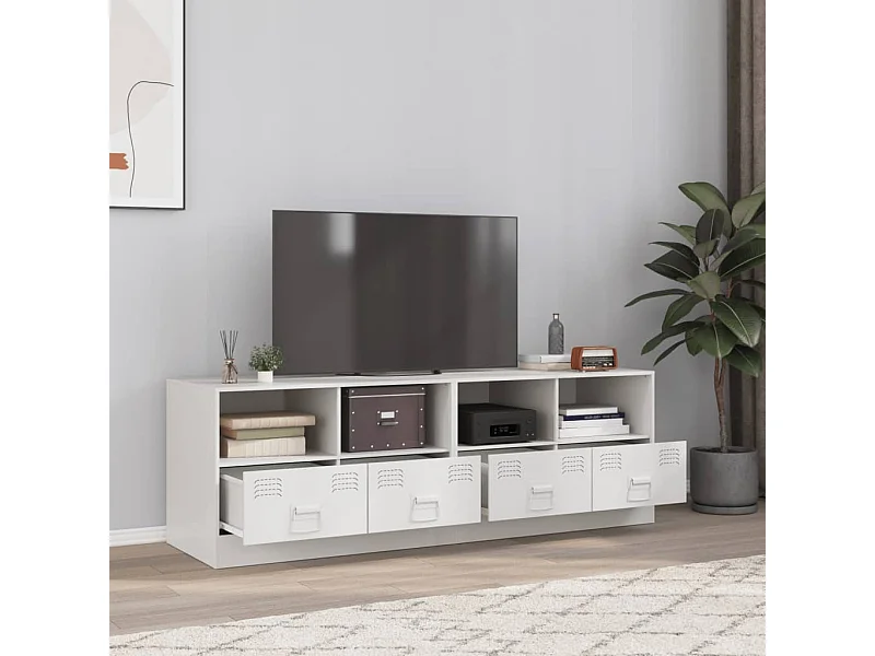 Meubles TV 2 pièces blanc 67x39x44 cm acier
