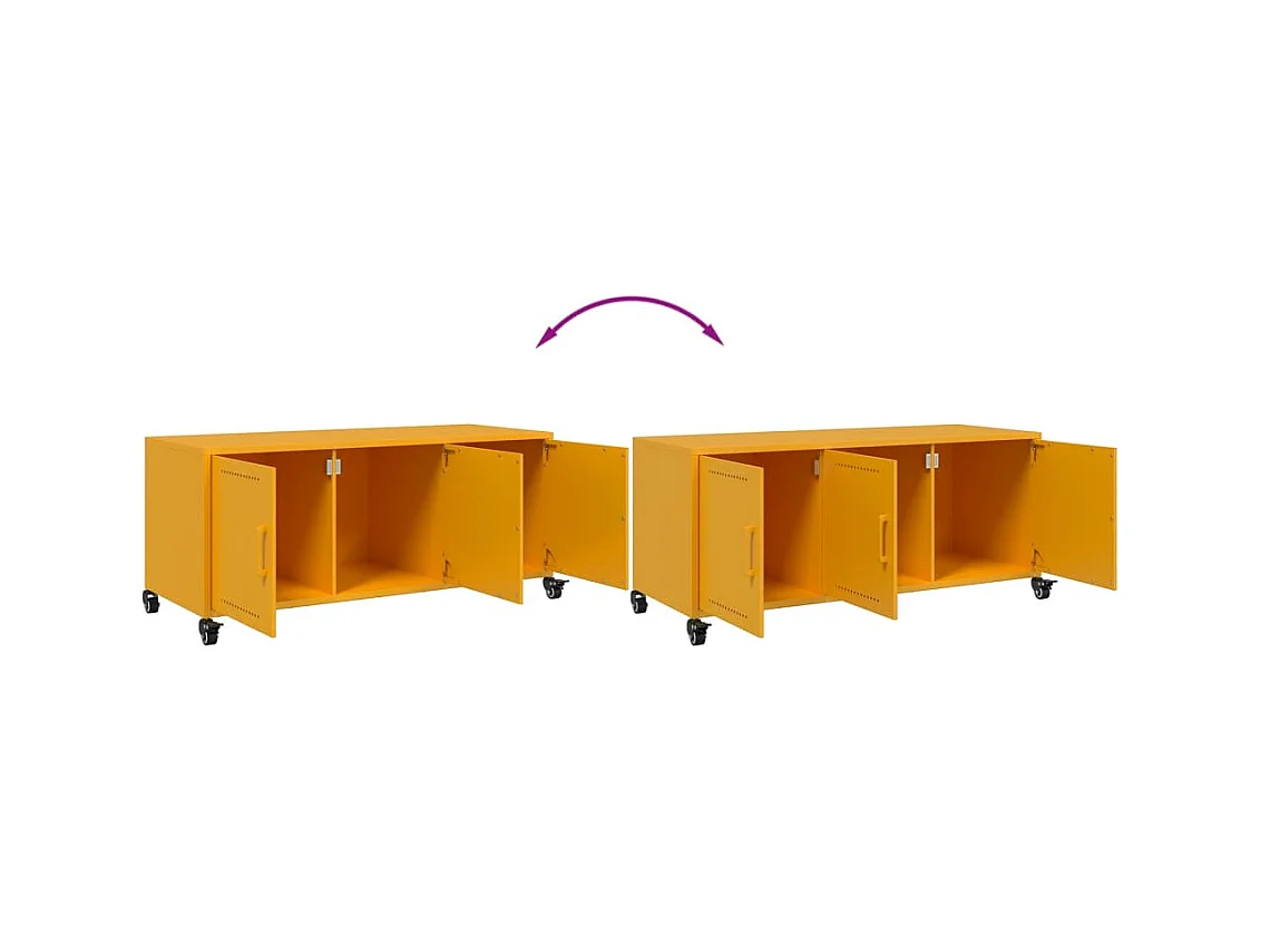 Meuble TV jaune moutarde 100,5x39x43,5 cm acier laminé à froid