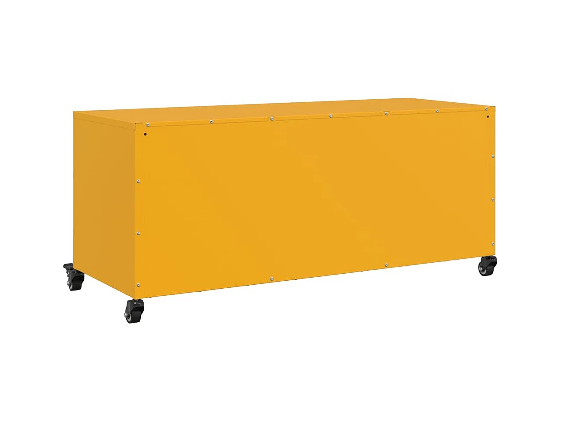 Meuble TV jaune moutarde 100,5x39x43,5 cm acier laminé à froid
