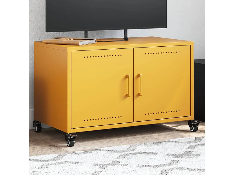 Tv-meubel 68x39x43,5 cm staal mosterdgeel