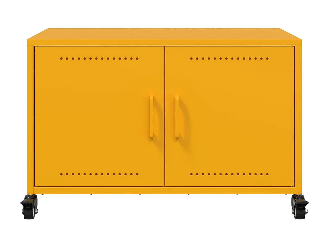 Meuble TV jaune moutarde 68x39x43,5 cm acier laminé à froid