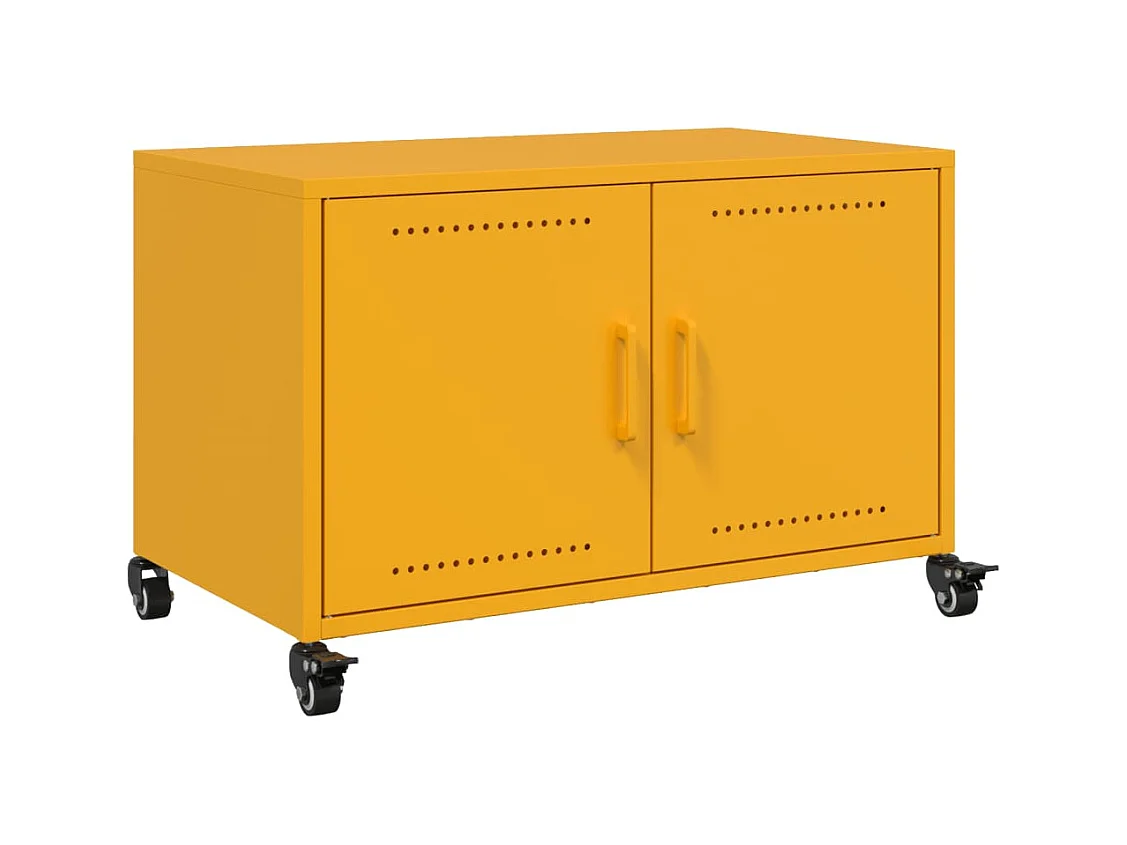 Meuble TV jaune moutarde 68x39x43,5 cm acier laminé à froid