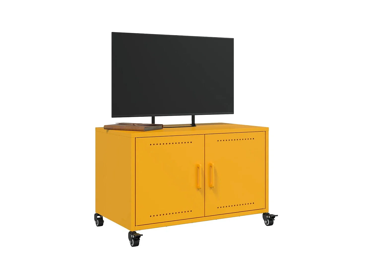 Meuble TV jaune moutarde 68x39x43,5 cm acier laminé à froid