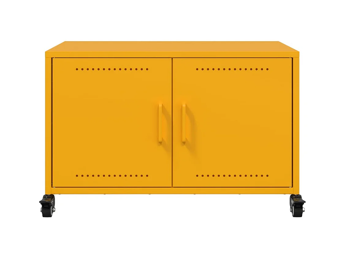 Meuble TV jaune moutarde 68x39x43,5 cm acier laminé à froid