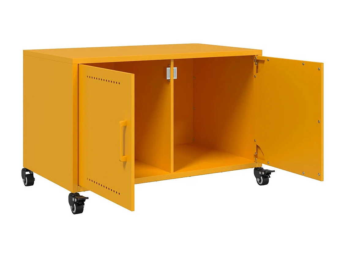 Meuble TV jaune moutarde 68x39x43,5 cm acier laminé à froid