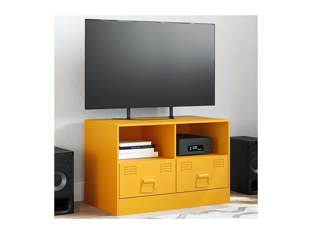 Meuble TV jaune moutarde 67x39x44 cm acier