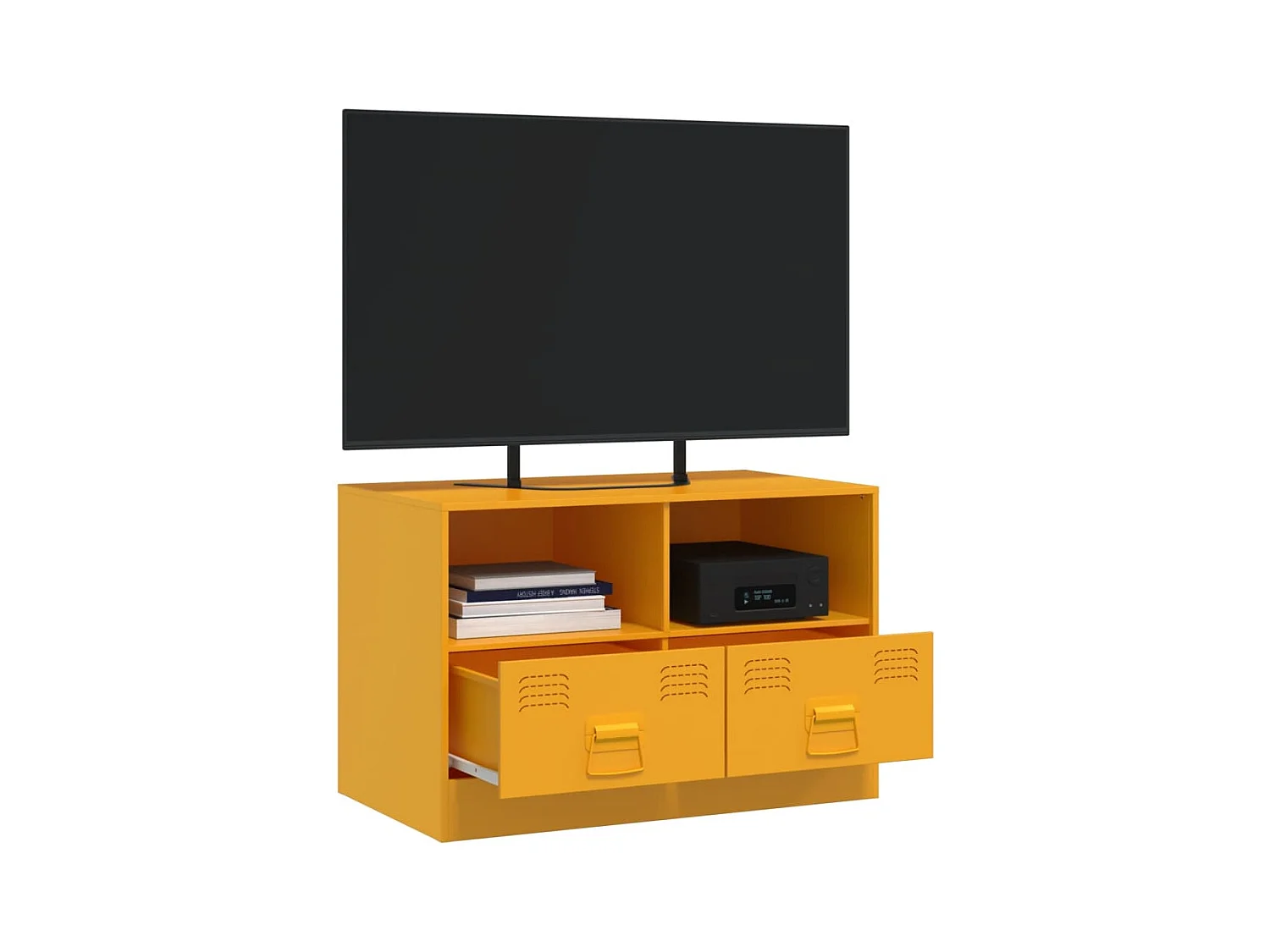 Meuble TV jaune moutarde 67x39x44 cm acier