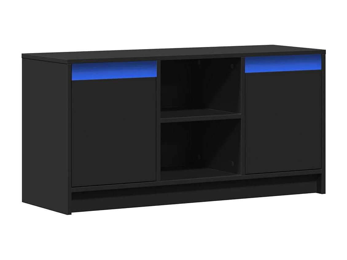 Tv-meubel met LED 100x34x50 cm bewerkt hout zwart