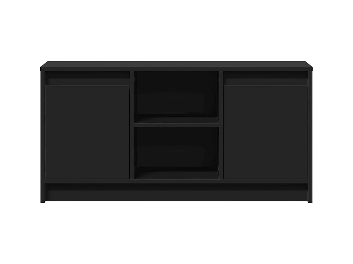 Tv-meubel met LED 100x34x50 cm bewerkt hout zwart