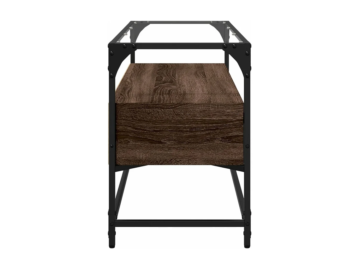 Meuble TV avec dessus en verre chêne marron bois d'ingénierie