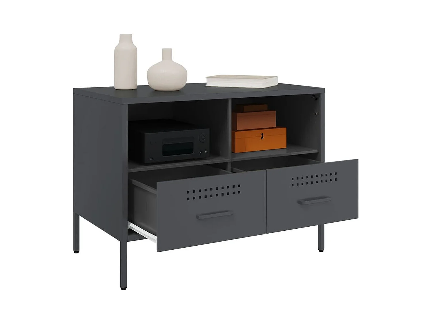 Meuble TV anthracite 68x39x50,5 cm acier laminé à froid