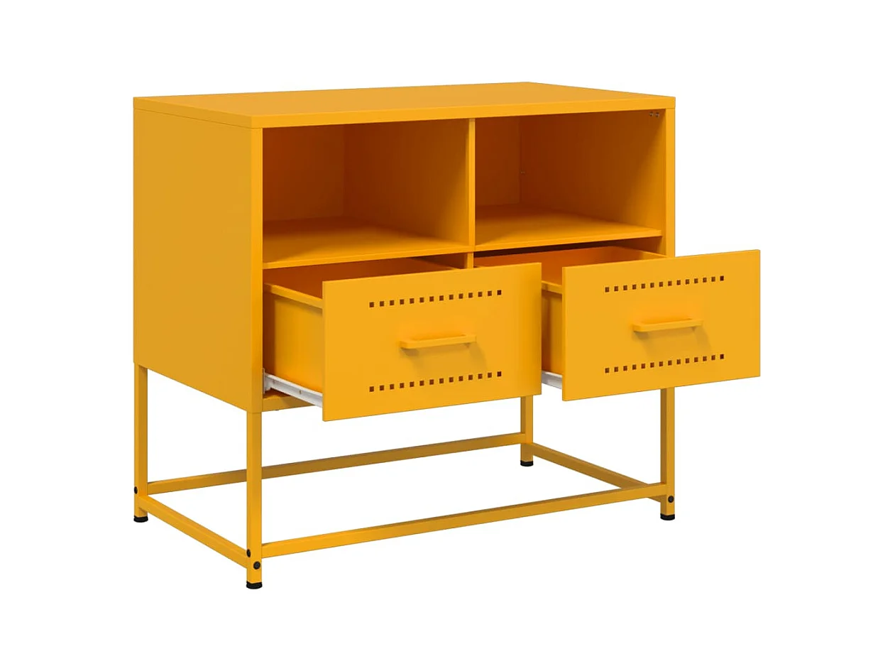 Meuble TV jaune moutarde 68x39x60,5 cm acier