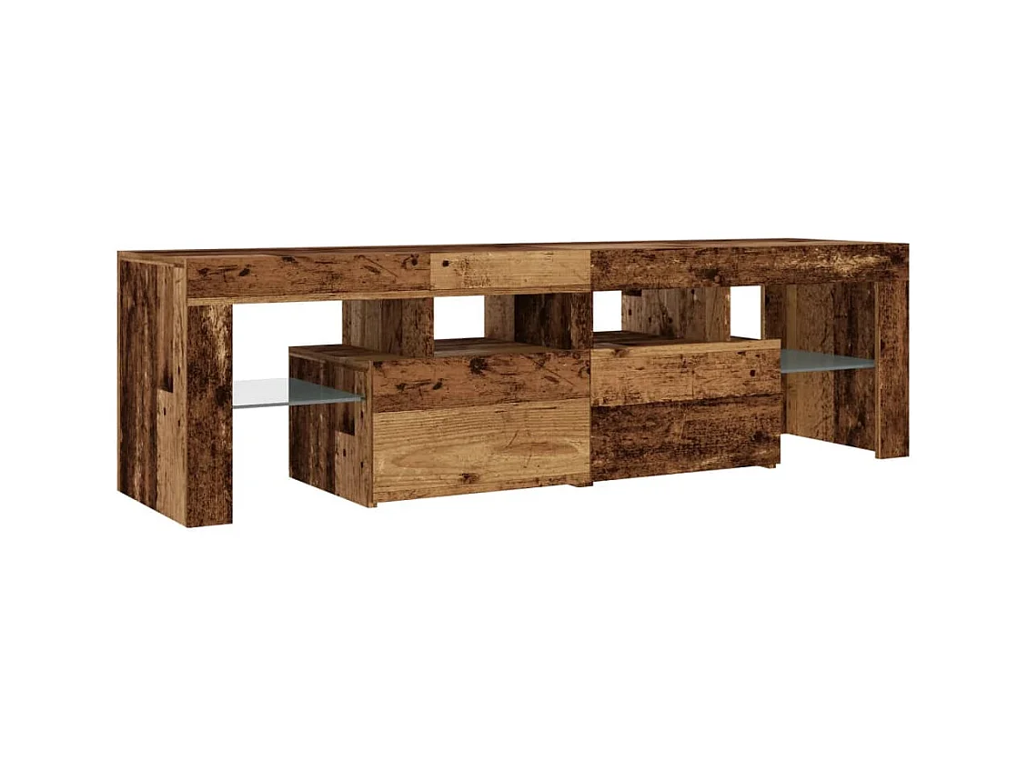 Tv-meubel met LED 140x36,5x40 cm bewerkt hout oud hout