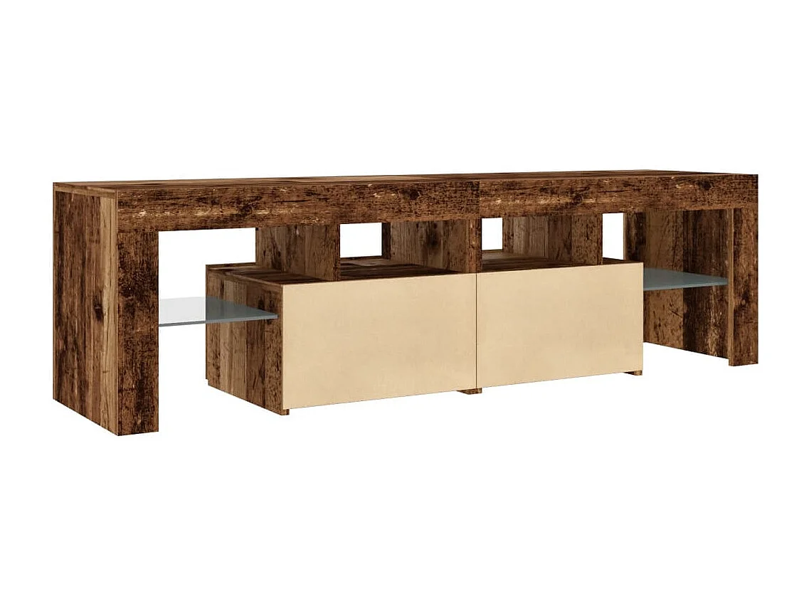 Tv-meubel met LED 140x36,5x40 cm bewerkt hout oud hout