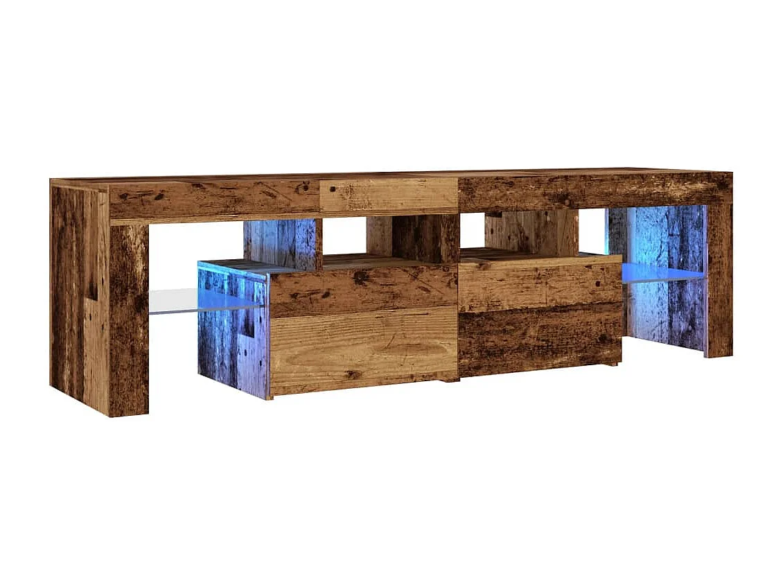 Meuble TV avec lumières LED vieux bois bois d'ingénierie