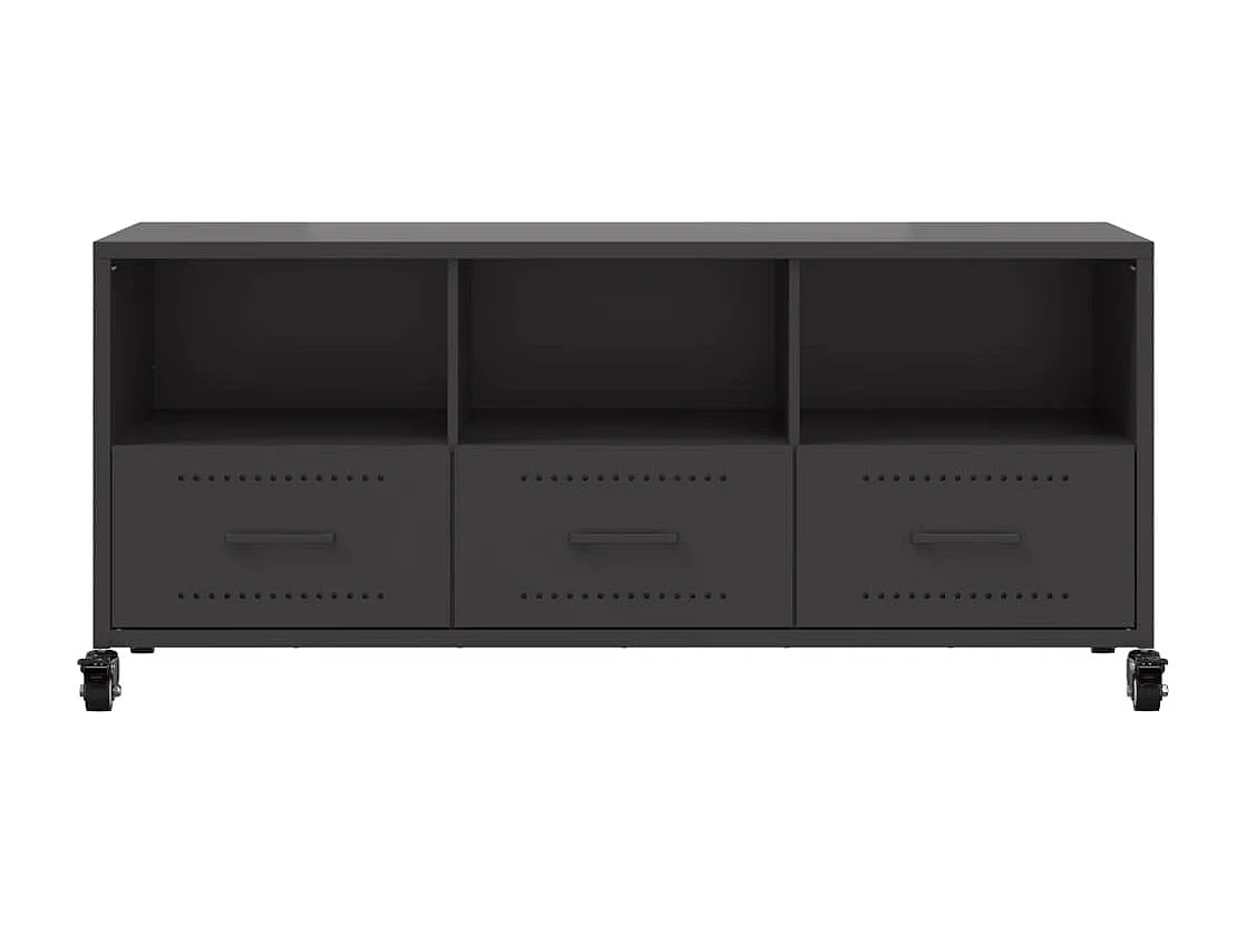 Meuble TV noir 100,5x39x43,5 cm acier laminé à froid