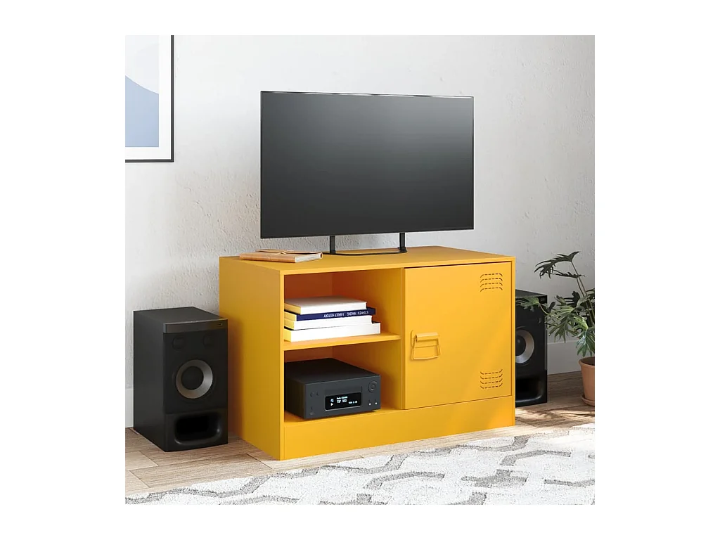 Meuble TV jaune moutarde 67x39x44 cm acier