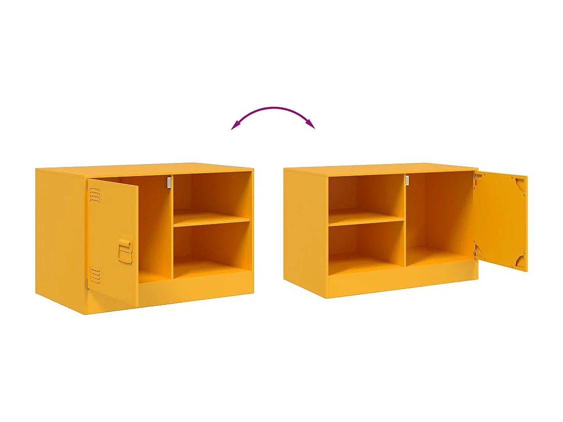 Meuble TV jaune moutarde 67x39x44 cm acier