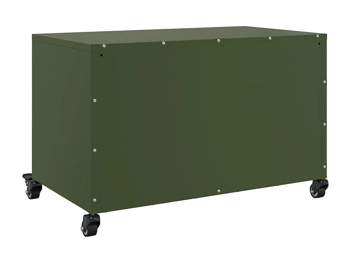 Meuble TV vert olive 68x39x43,5 cm acier laminé à froid
