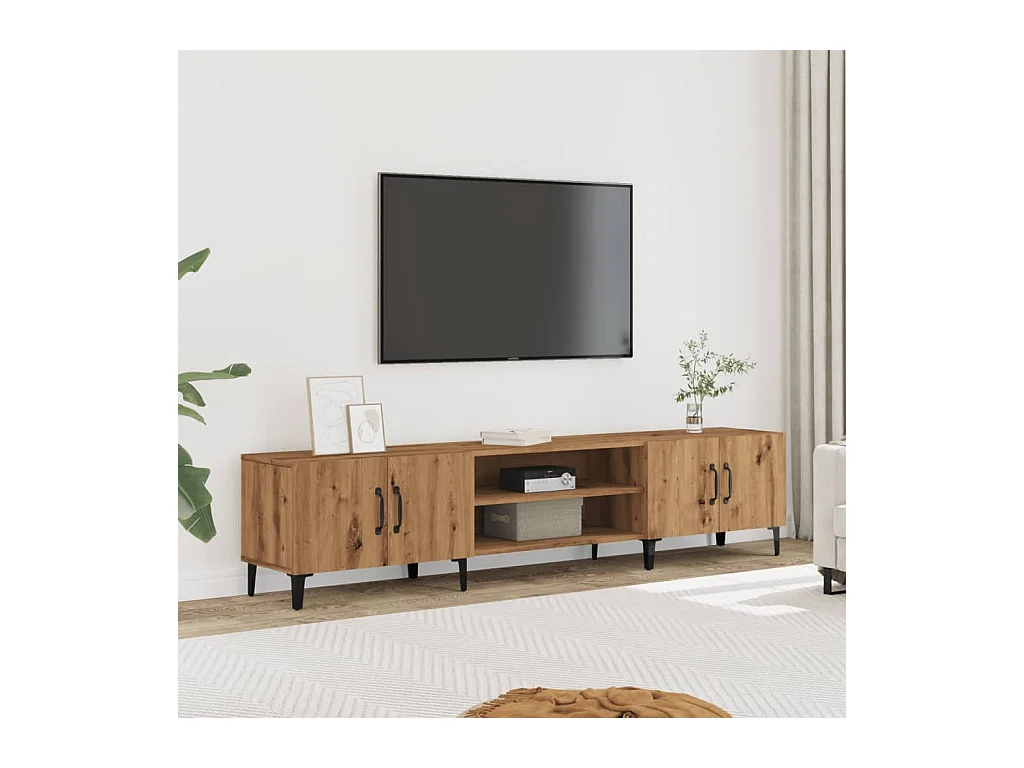 Meuble TV chêne artisanal 180x31,5x40 cm bois d'ingénierie