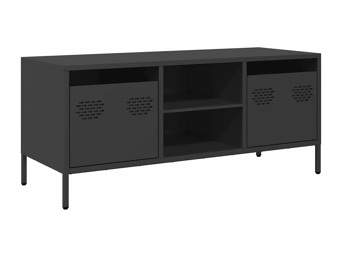 Meuble TV noir 101,5x39x43,5 cm acier laminé à froid