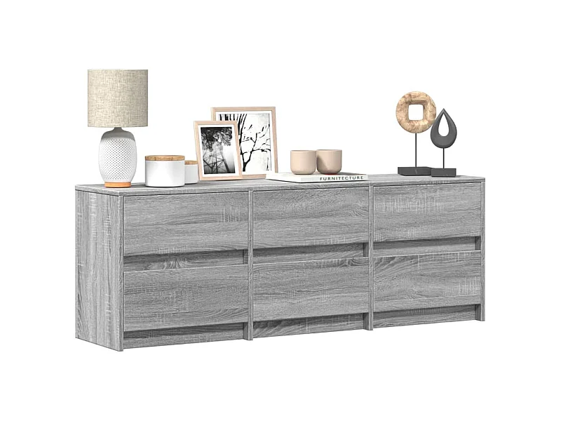 Tv-meubel met LED 140x34x50 cm bewerkt hout grijs sonoma eiken