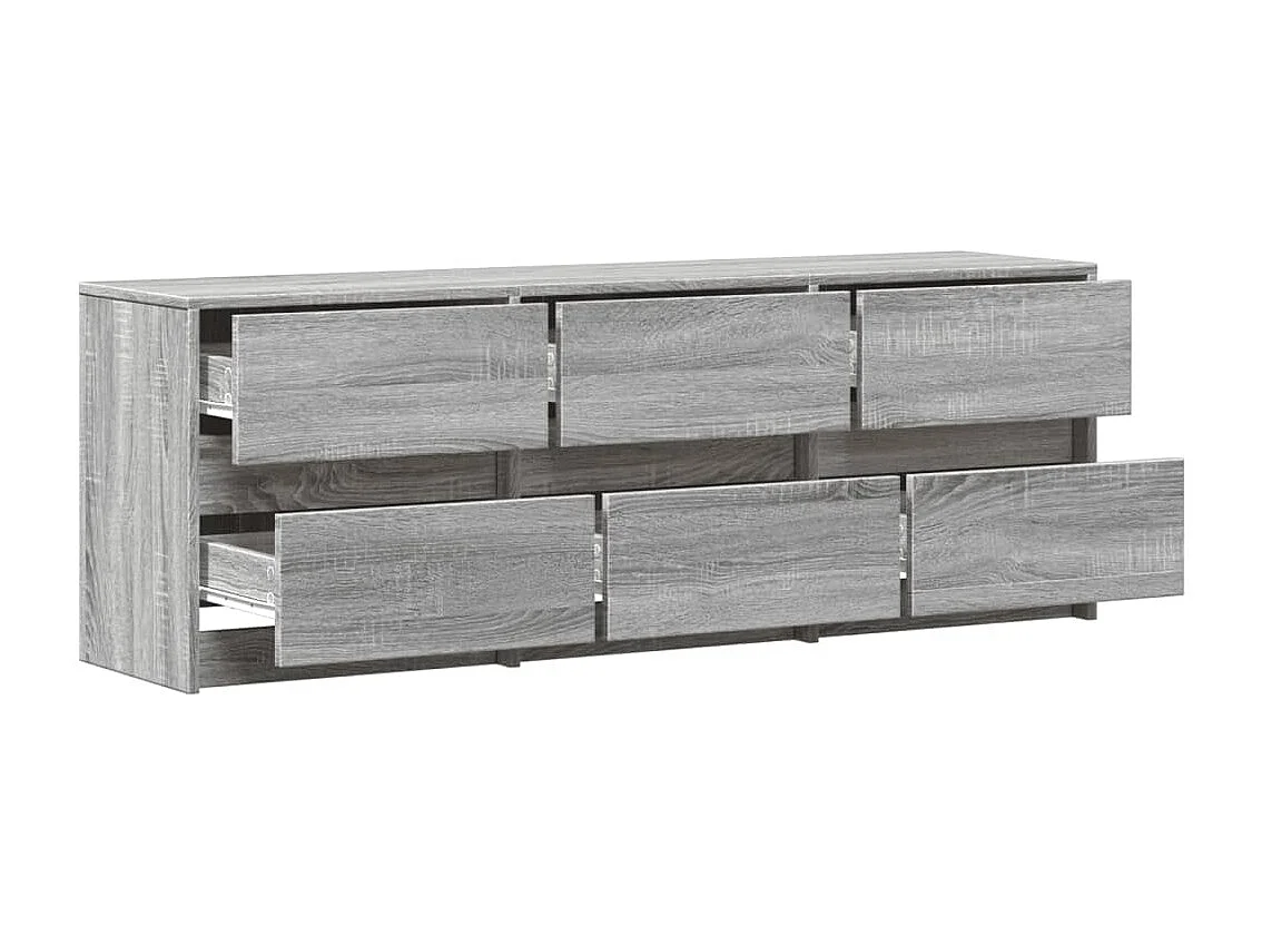 Tv-meubel met LED 140x34x50 cm bewerkt hout grijs sonoma eiken