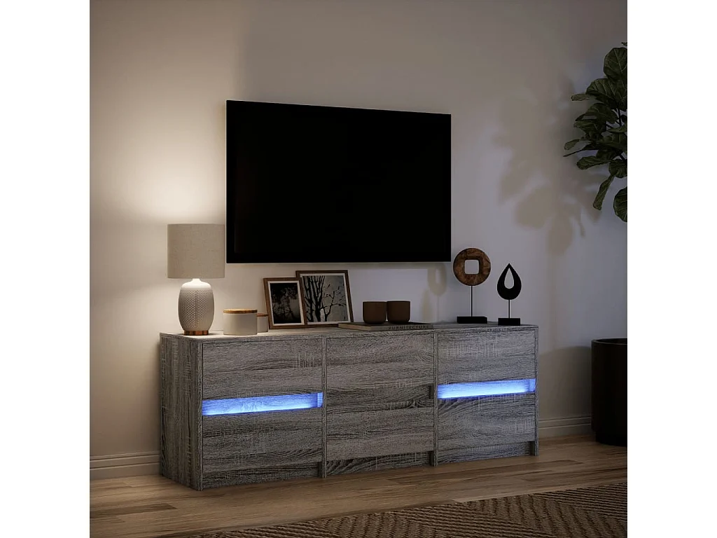 Meuble TV avec LED sonoma gris 140x34x50 cm bois d'ingénierie