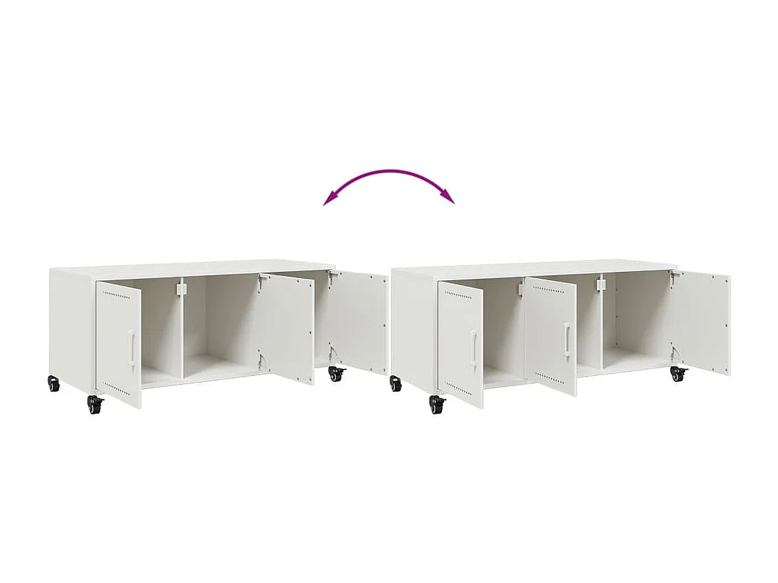 Meuble TV blanc 100,5x39x43,5 cm acier laminé à froid