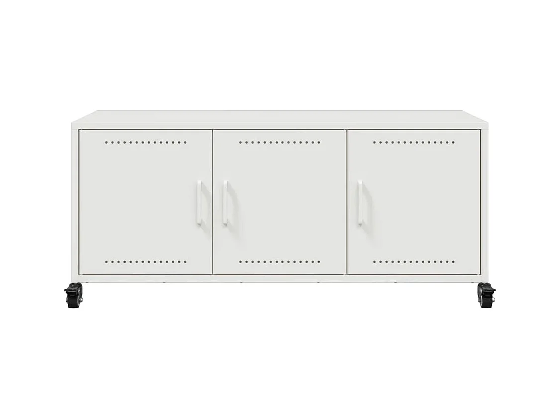 Meuble TV blanc 100,5x39x43,5 cm acier laminé à froid