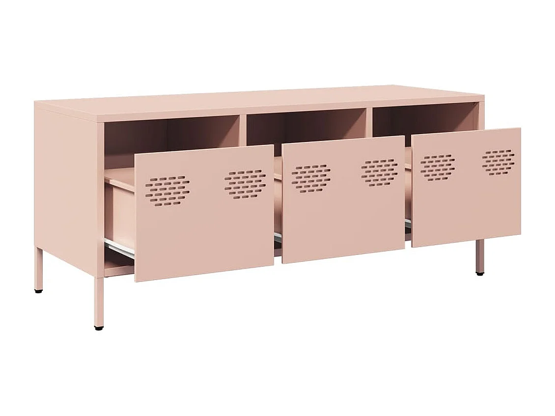 Meuble TV rose 101,5x39x43,5 cm acier laminé à froid