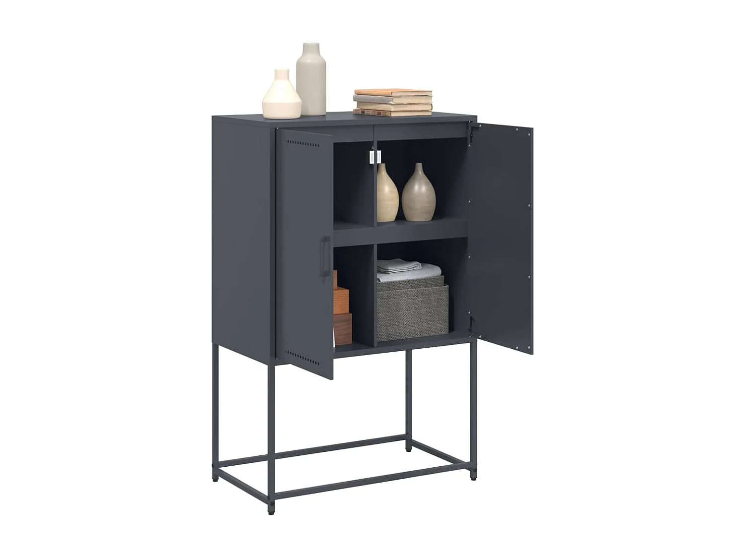 Meuble TV noir 68x39x60,5 cm acier