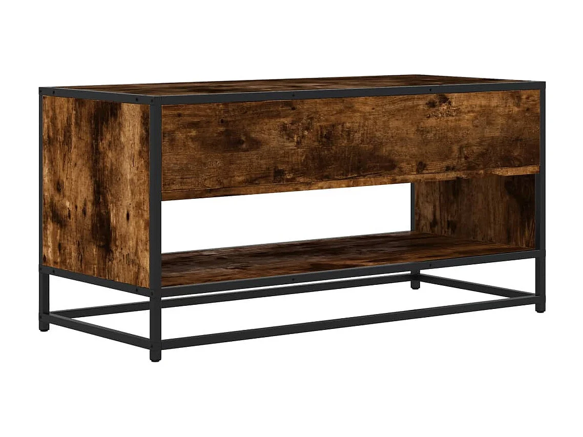 Meuble TV chêne fumé 91x40x46 cm bois d'ingénierie et métal