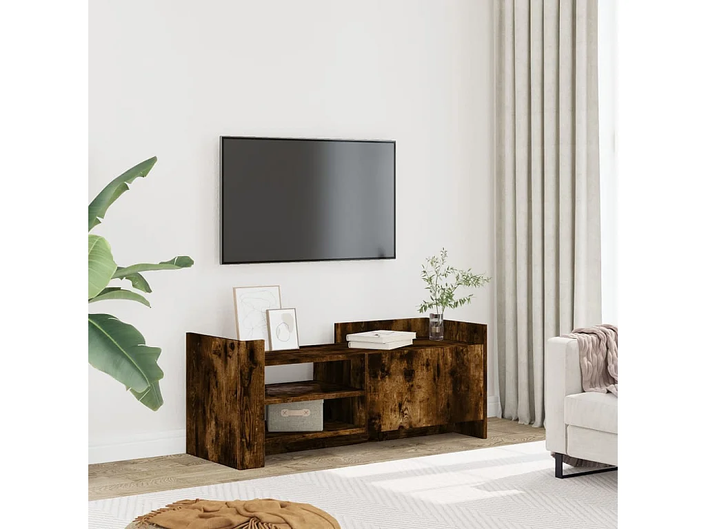 Meuble TV Chêne fumé 100x35x40 cm Bois d'ingénierie