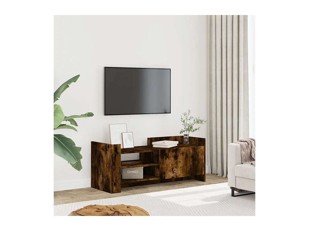 Meuble TV Chêne fumé 100x35x40 cm Bois d'ingénierie
