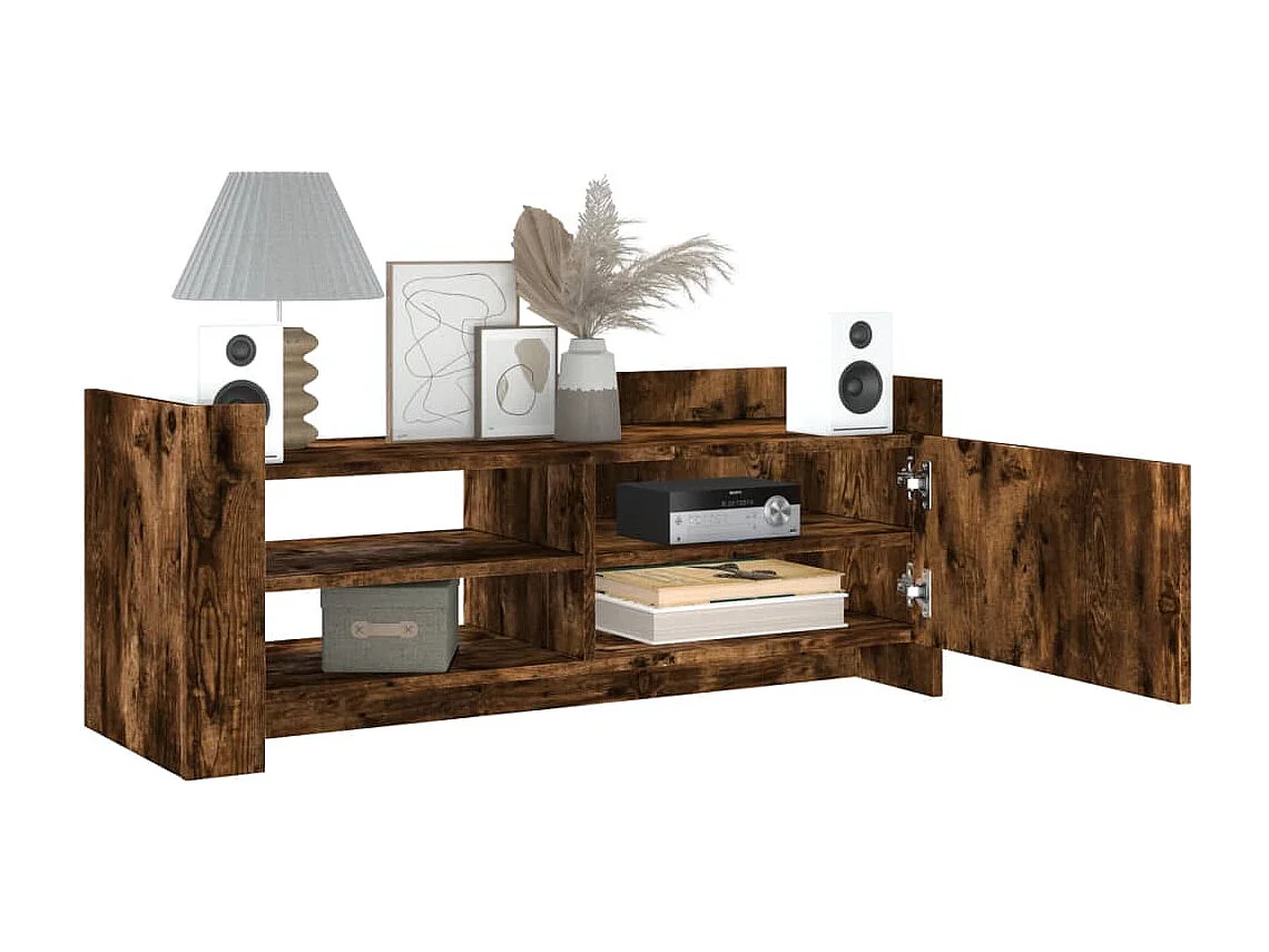 Meuble TV Chêne fumé 100x35x40 cm Bois d'ingénierie